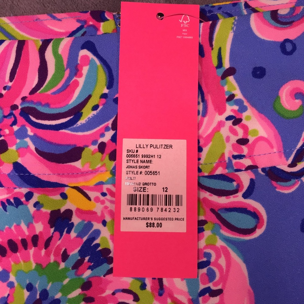 NWT Lilly Pulitzer Jonas Skort Mermaid Grotto Blue Pink Paisley Skort Size 12 - Picture 3 of 10
